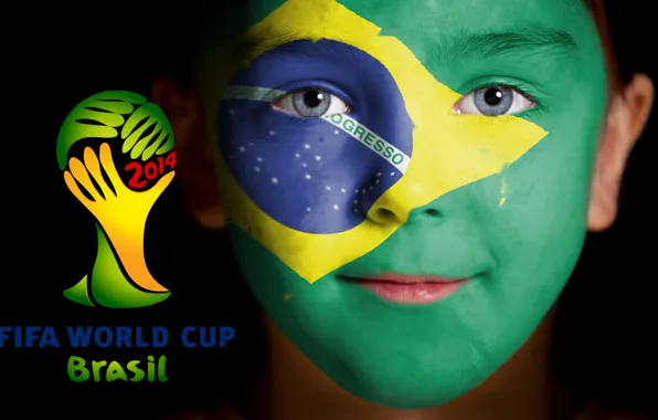 Picture football, face, flag, World Cup, Brasil, FIFA, 2014