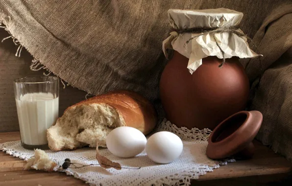 Eggs, milk, bread