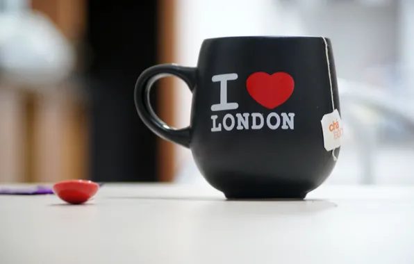 Picture red, background, Wallpaper, mood, heart, spoon, mug, Cup