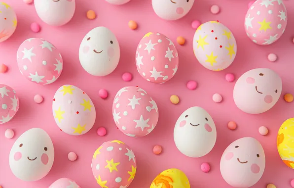 Flowers, holiday, eggs, spring, Easter, painted, Easter, eggs
