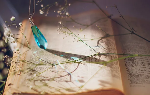 Picture decoration, flowers, blue, pendant, book, Topaz