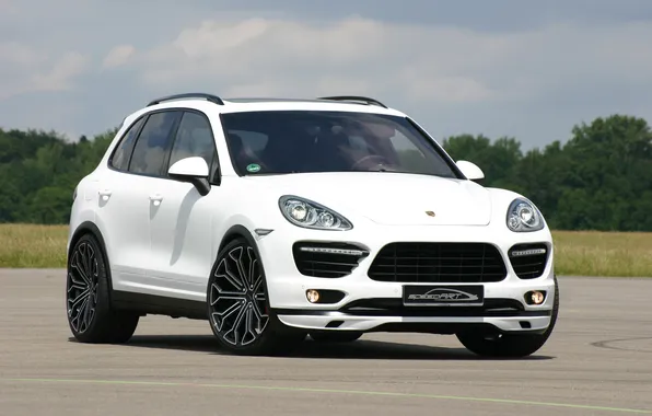 Car, machine, the sky, trees, Porsche Cayenne, sky, trees, tuning