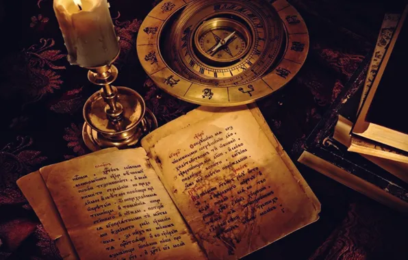 Light, table, compass, candle