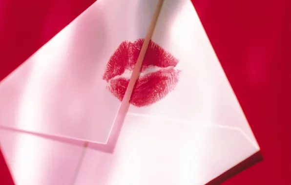 Letter, trail, kiss, Valentine's day, holidays, the envelope, , a Valentine, lipstick
