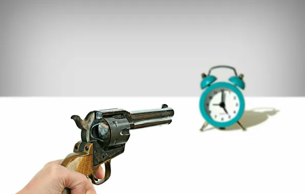 Background, watch, revolver