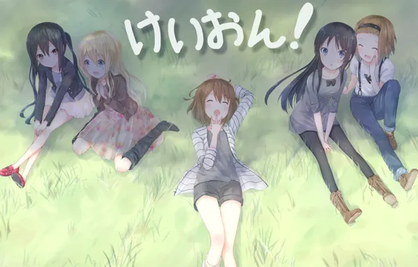 K-On, anime, art, Mio Akiyama, Azusa Nakano, Tsumugi Kotobuki, Yui Hirasawa, Nikko In -