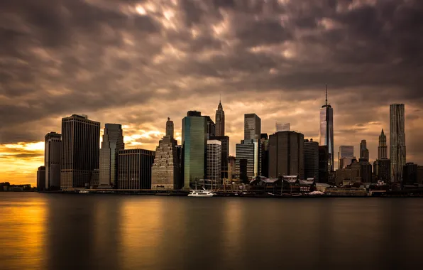 The city, skyscrapers, the evening, Brooklyn, NewYork