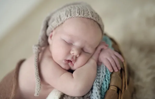 Picture calm, child, sleep, baby, cap, baby