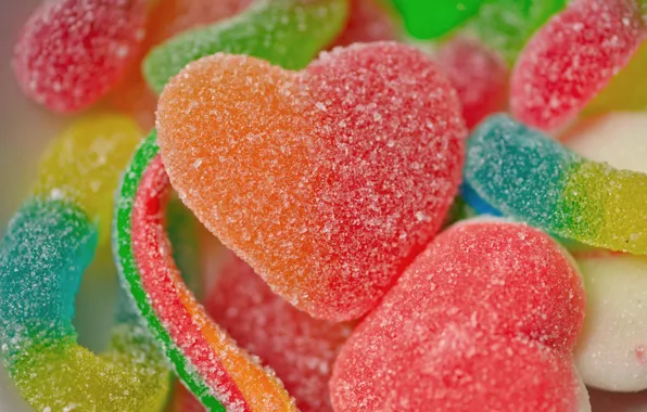 Picture macro, candy, hearts, sweets, marmalade