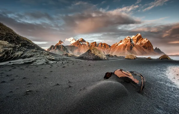 The sky, clouds, mountains, Iceland, Iceland, Vesturhorn