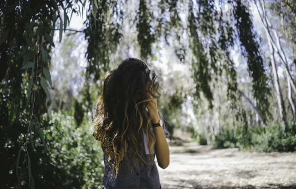 Picture summer, leaves, girl, hair, watch