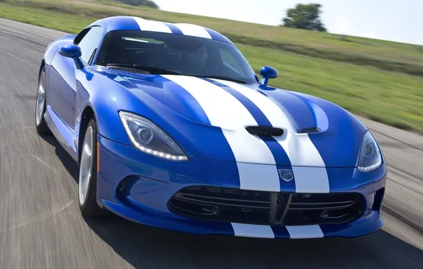 Picture blue, strip, background, Dodge, Dodge, supercar, Viper, racing track