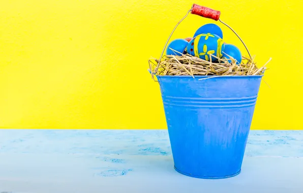 Eggs, Easter, hay, bucket, Holiday