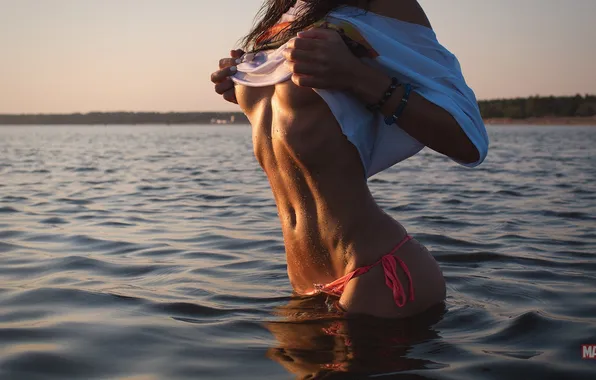 Chest, water, girl, naked, panties, photographer, girl, photography