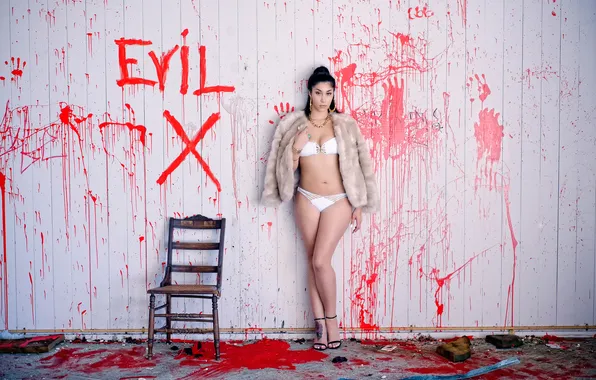 Girl, wall, body, figure, underwear, Evil