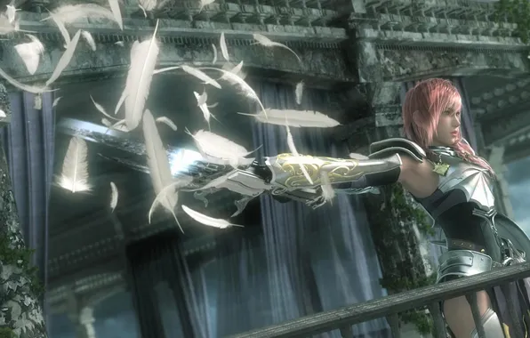 Picture weapons, feathers, Final Fantasy, lightning, final fantasy, armor, XIII-2