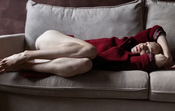 Picture girl, sofa, legs, Together With Haliullina