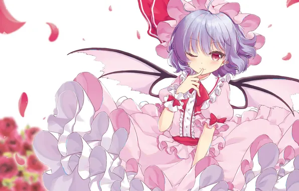 Look, petals, girl, Touhou, Quinceanera dresses, Touhou, Touhou