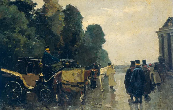 Oil, picture, canvas, Willem de Zwart, Carriages with Coachmen in Anticipation