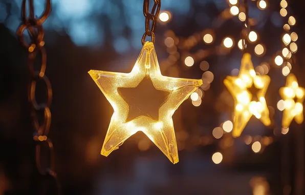 Stars, light, lights, lights, the dark background, street, star, glow