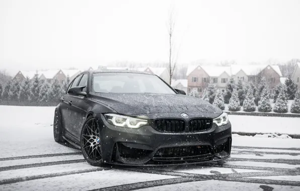 Picture BMW, Light, Winter, Black, Snow, F80, Sight, LED