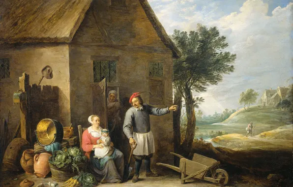 Picture oil, picture, canvas, David Teniers The Younger, A farmer with a Wife and Child at …