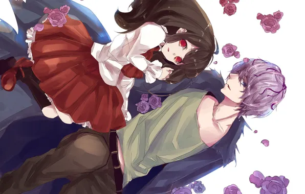 The game, roses, anime, art, girl, Ib