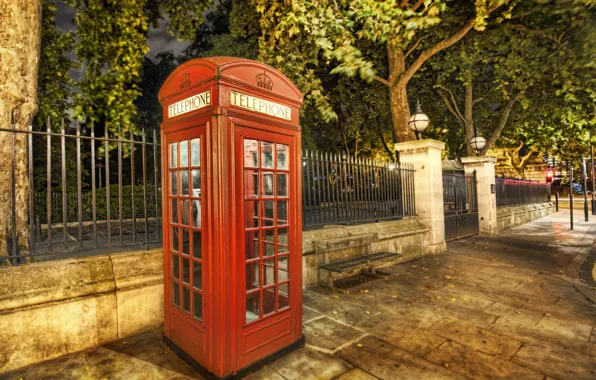 Summer, street, London, phone, booth