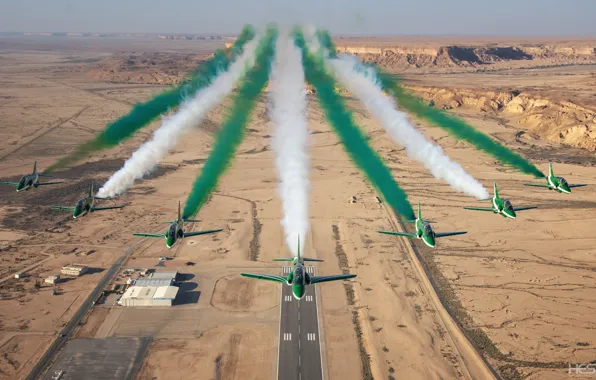 Smoke, Desert, WFP, Aerobatic team, Hawker Siddeley Hawk, Link, HESJA Air-Art Photography, Saudi Hawks