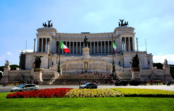 Picture flowers, Rome, Italy, flowerbed, The Vittoriano, Venice Square