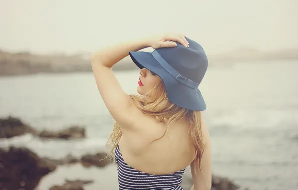 Summer, girl, face, hair, hat