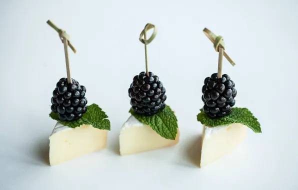 Cheese, mint, BlackBerry, appetizer, canapés