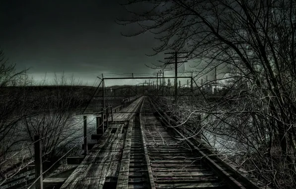 Road, branches, the darkness, iron