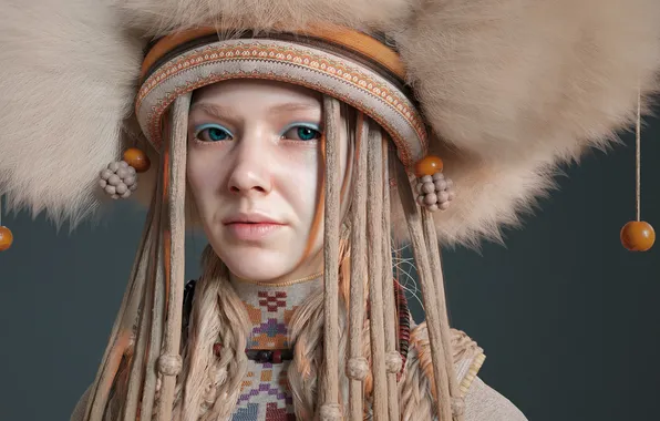 Picture girl, background, beads, dreadlocks, Andrew Valeanu