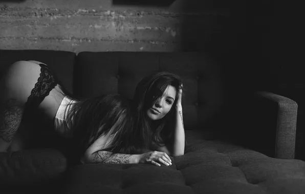 Ass, ass, girl, face, pose, hair, black and white