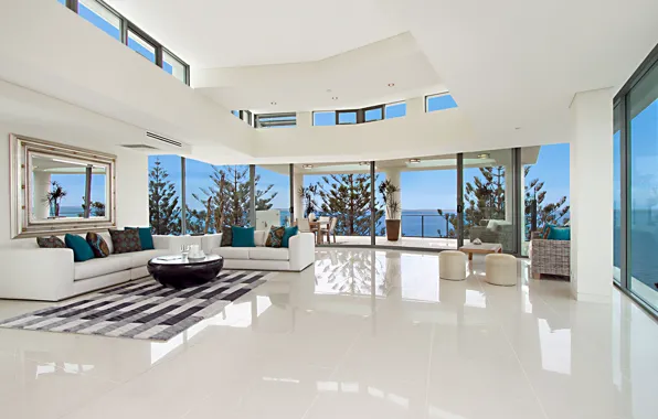 Picture glass, design, house, style, Villa, interior, terrace, living space