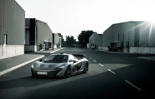 Picture McLaren, Power, Front, Sun, Road, Supercar, Silver, Spoiler