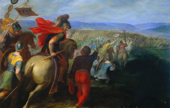 Picture trees, oil, picture, battle, Otto van Veen, The Romans under the Command Cerealis, Defeat Of …