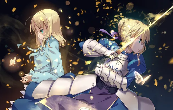 Girl, butterfly, sword, girl, Saber, the saber, Fate / Stay Night, Fate stay Night