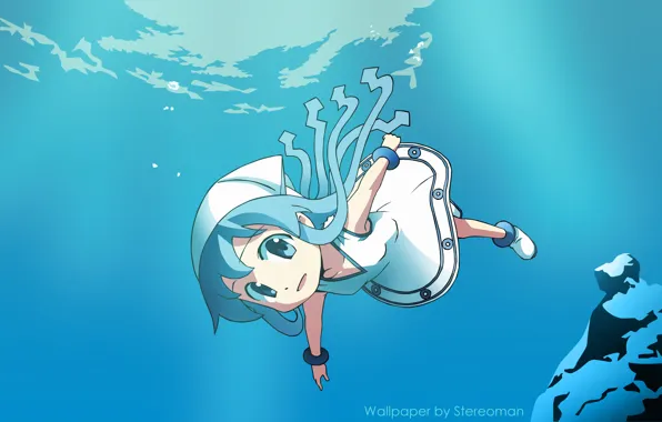 Picture blue hair, Shinryaku!? Ika Musume, Dehesa., musume, Ika, Invasion Kalmari, Calmark