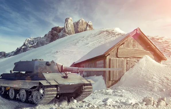 Winter, snow, Germany, art, tank, tanks, WoT, World of Tanks