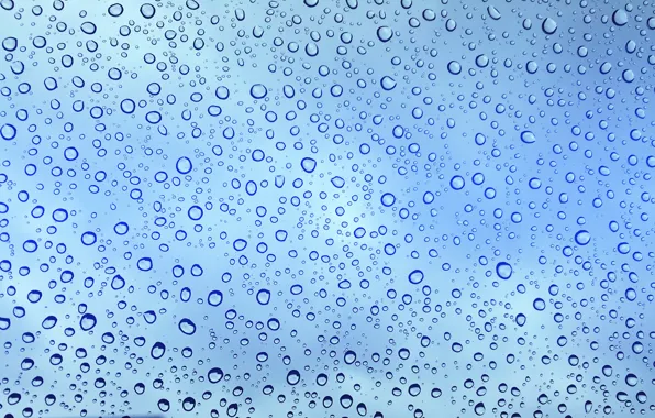 Glass, water, drops, background, rain, blue, water, drops