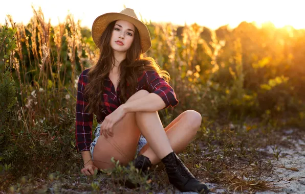 Picture summer, girl, hat, legs, krasotulka