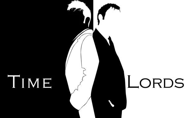 Picture black and white, silhouettes, Doctor Who, Doctor Who