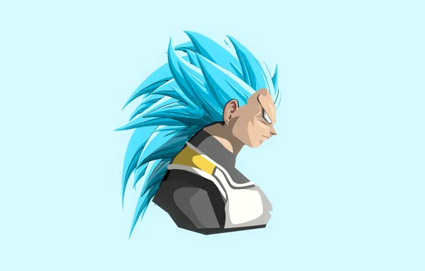 Portrait, minimalism, guy, blue background, Dragon Ball, Dragonball