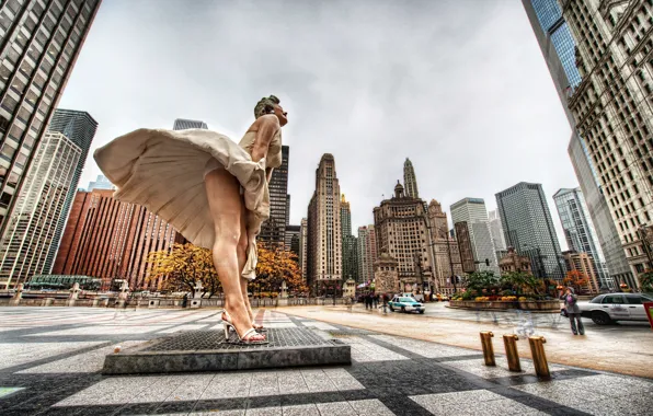 Picture skyscrapers, Chicago, USA, Chicago, megapolis, Marilyn Monroe, illinois, Marilyn Monroe