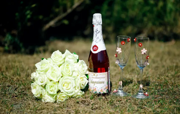 Picture bouquet, champagne, Bakaly