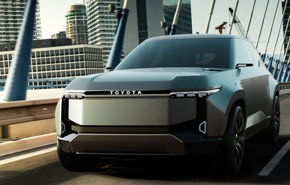 Bridge, skyscrapers, support, Toyota, exterior, kruzak, Toyota, electric