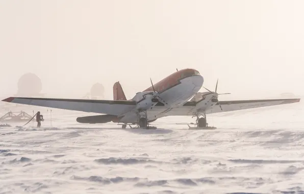 Picture snow, ice, the plane, Antarctica, South pole