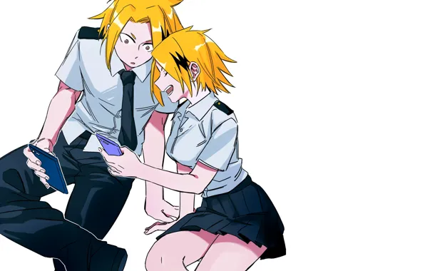 Girl, guy, My hero Academy, My Hero Academia, Boku No Hero Academy, Kaminari Denki